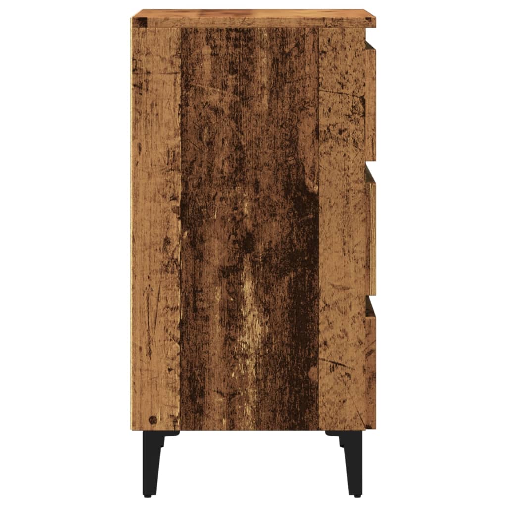 Mesita De Noche Con Patas De Metal Madera Envejecida 40x35x69cm_4