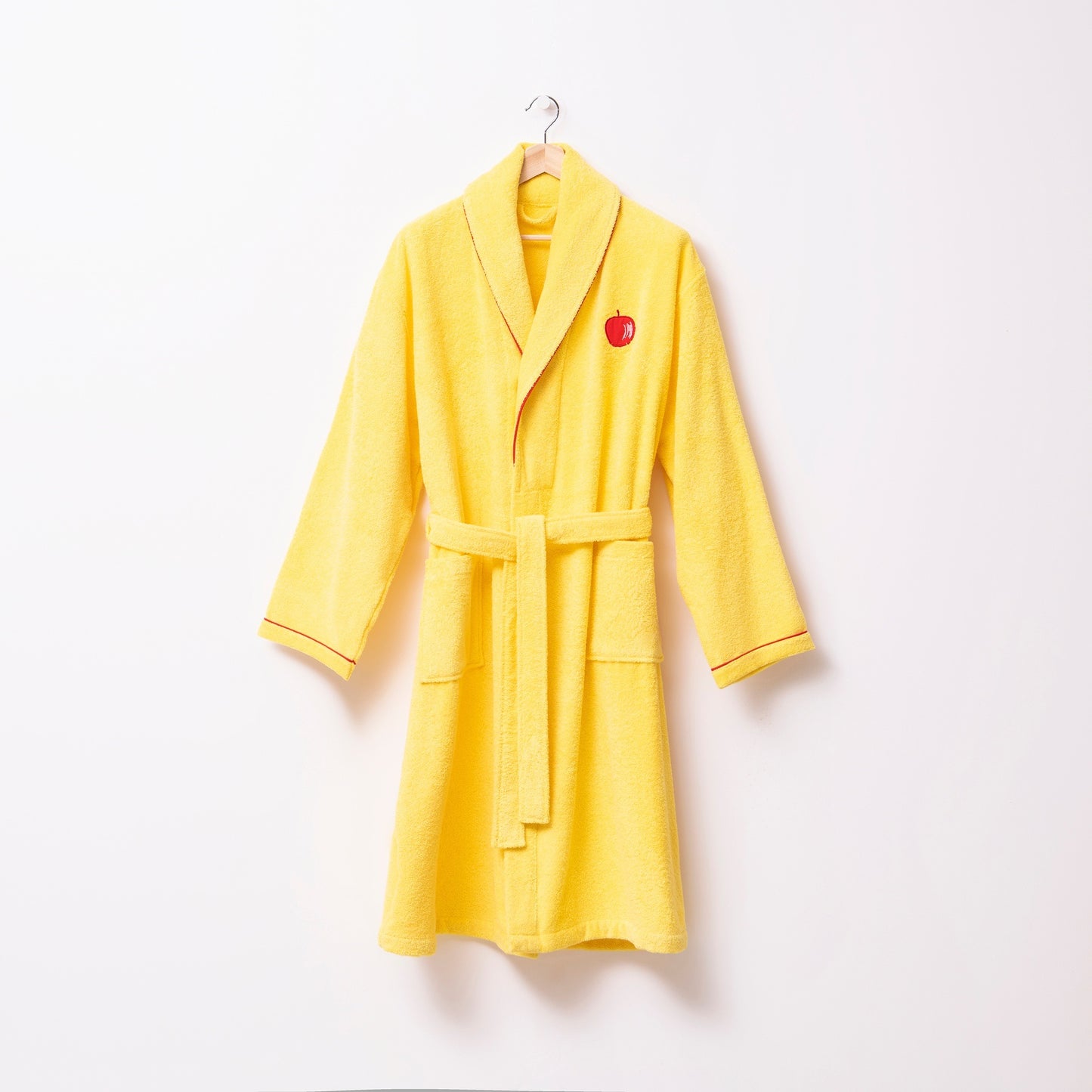 Albornoz L/xl 380gsm 100%algodon Amarillo Con Manzana Roja Benetton Fruits Be_4