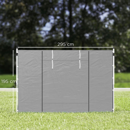 Outsunny Paredes Laterales Para Carpas De 2 Paneles 300x200 Cm Con Ventana Gris_2
