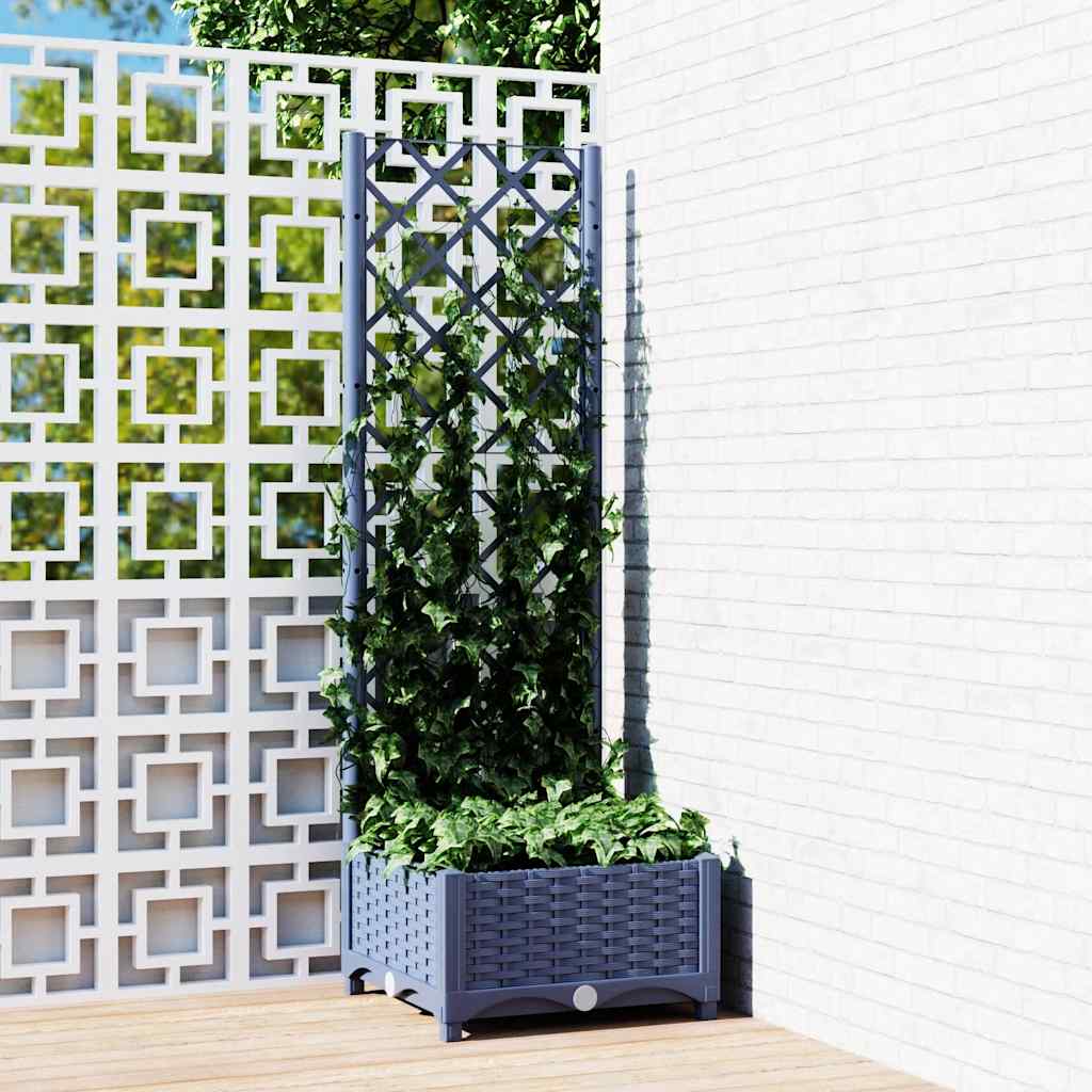 Jardinera De Jardín Con Enrejado Azul Grisáceo 40x40x121,5 Cm Pp_1