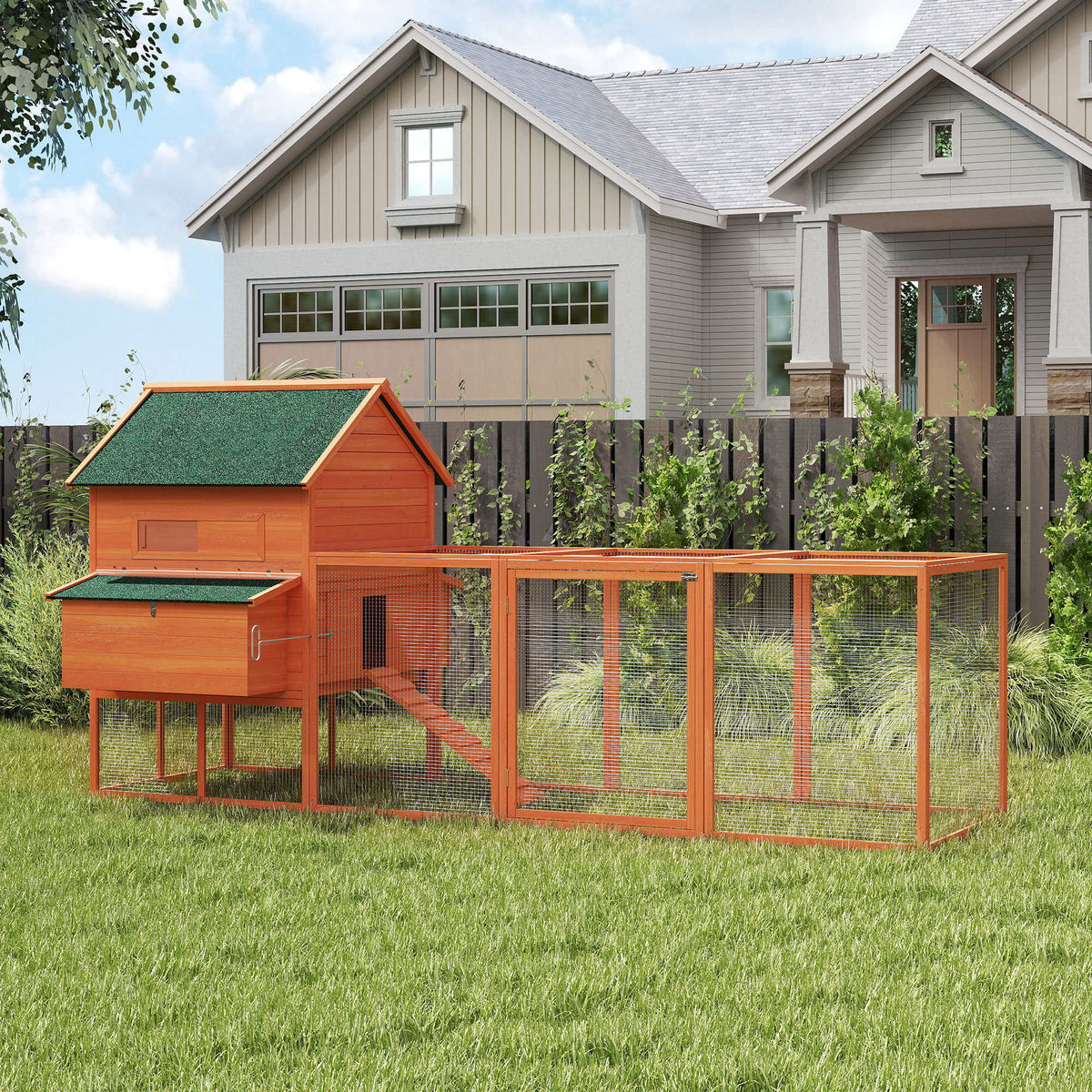 Gallinero Pawhut Madera De Abeto Naranja 347x160x150 Cm_1