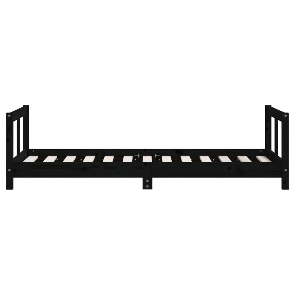 Estructura De Cama Para Niños Madera De Pino Negro 80x160 Cm / Vetonek_4
