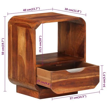 Mesita De Noche Con Cajón Madera Maciza De Sheesham 40x30x50 Cm_3