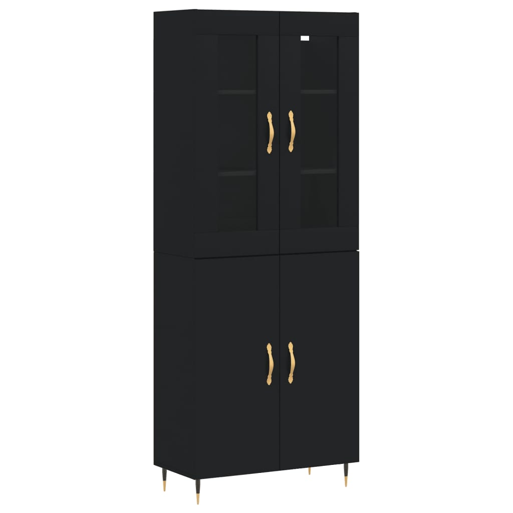 Aparador Alto Madera Contrachapada Negro 69,5x34x180 Cm_1