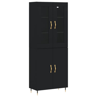 Aparador Alto Madera Contrachapada Negro 69,5x34x180 Cm_1