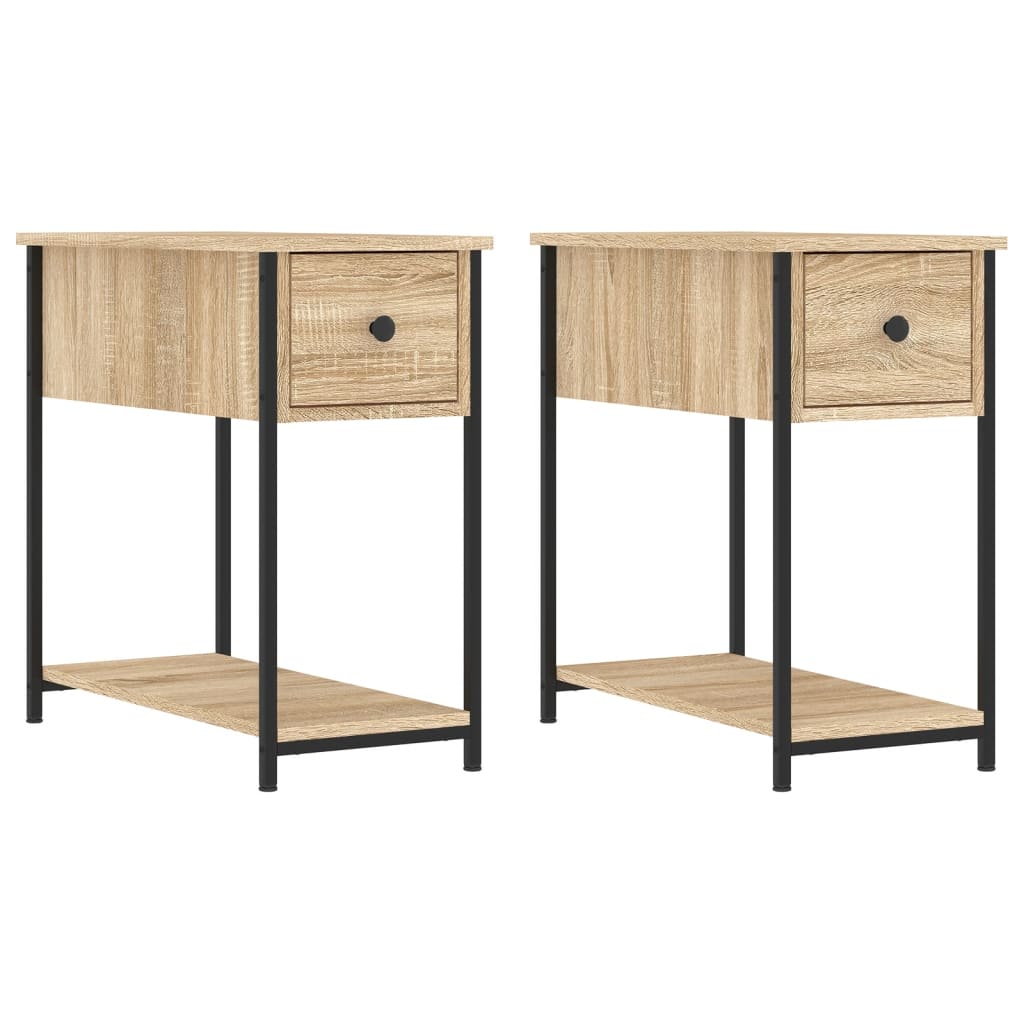 Mesitas Noche 2 Uds Madera Ingeniería Roble Sonoma 30x60x60 Cm_0