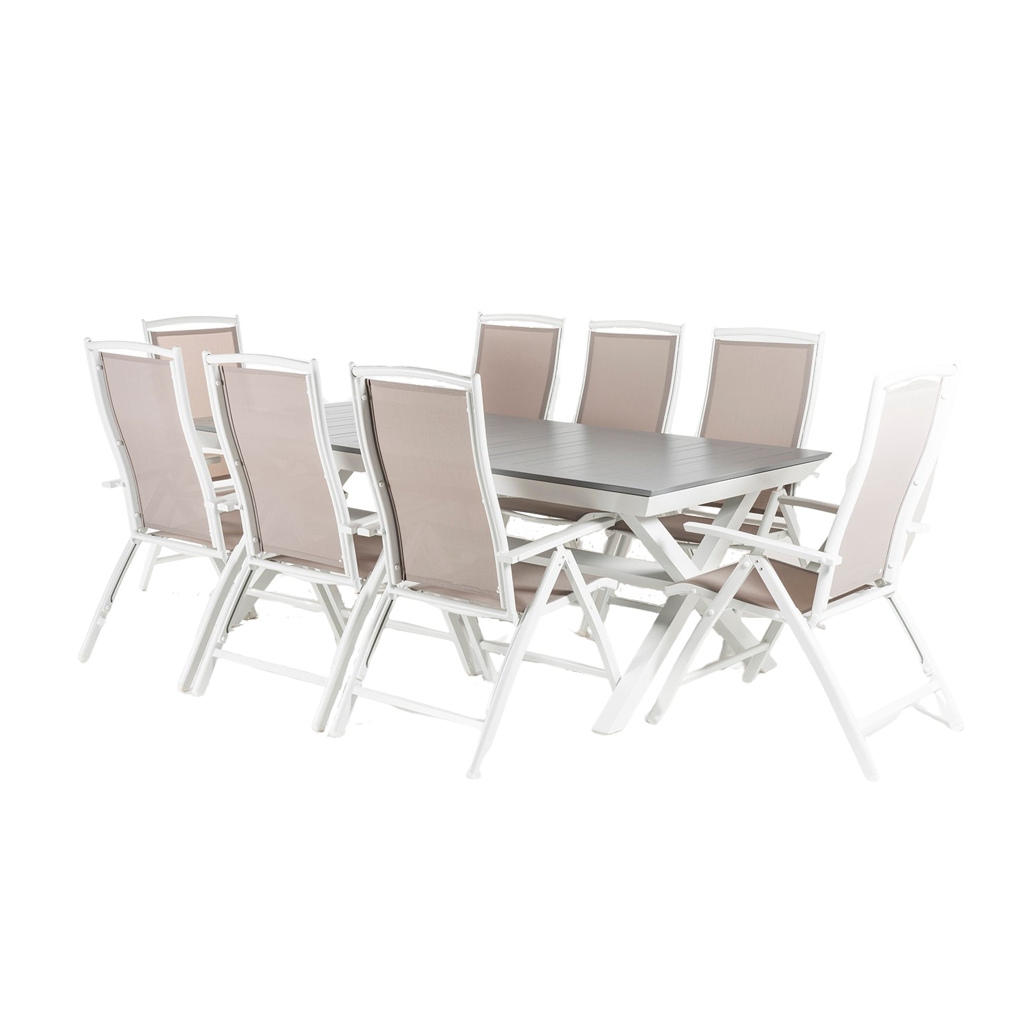Conjunto De Jardín Mesa Extensible 215-295 Y 8 Sillones De Posiciones_0