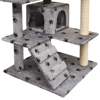 Vidaxl Rascador Para Gatos Poste Rascador De Sisal 125 Cm Huellas Gris_2