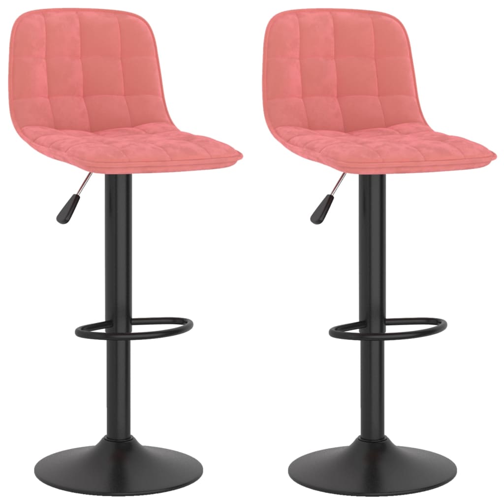 Taburetes De Cocina 2 Unidades Terciopelo Rosa_0