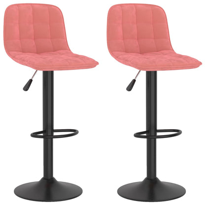 Taburetes De Cocina 2 Unidades Terciopelo Rosa_0