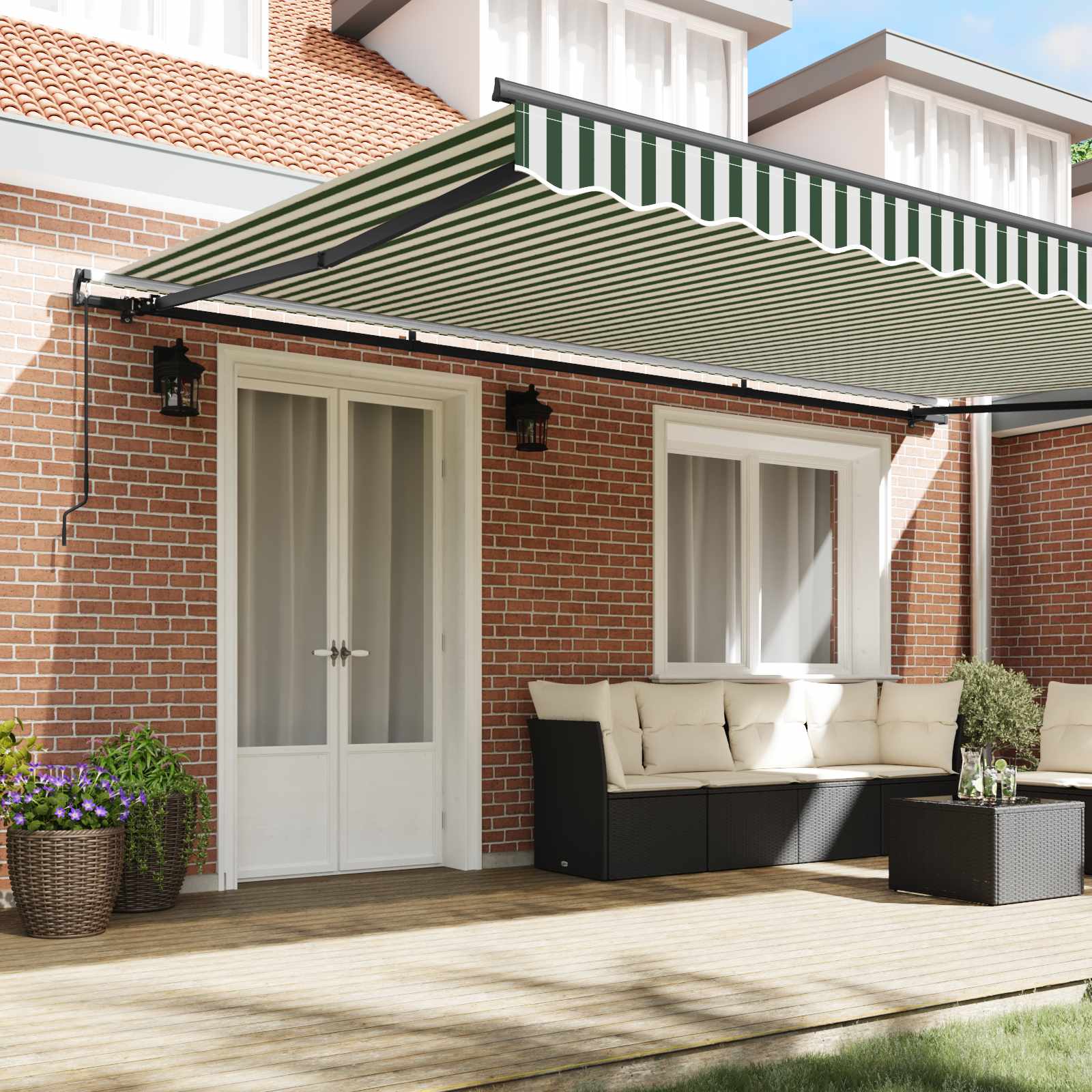 Toldo Retráctil Verde Y Blanco 500 X 300 Cm_2