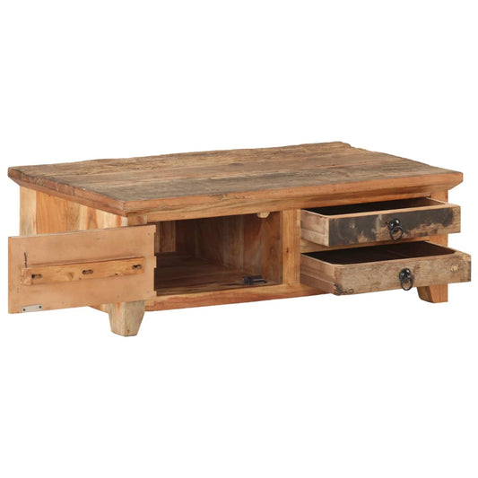 Mesa De Centro De Madera Maciza Reciclada 90x50x31 Cm._0