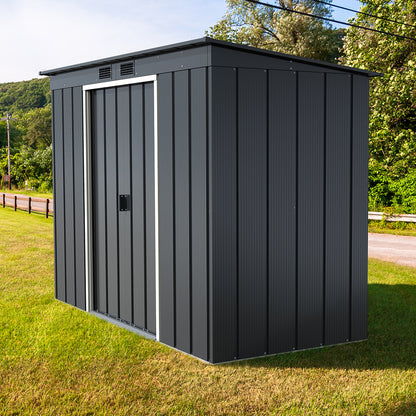 Caseta Jardín Eco Pent Roof 8×4 Metal Gris Antracita_1