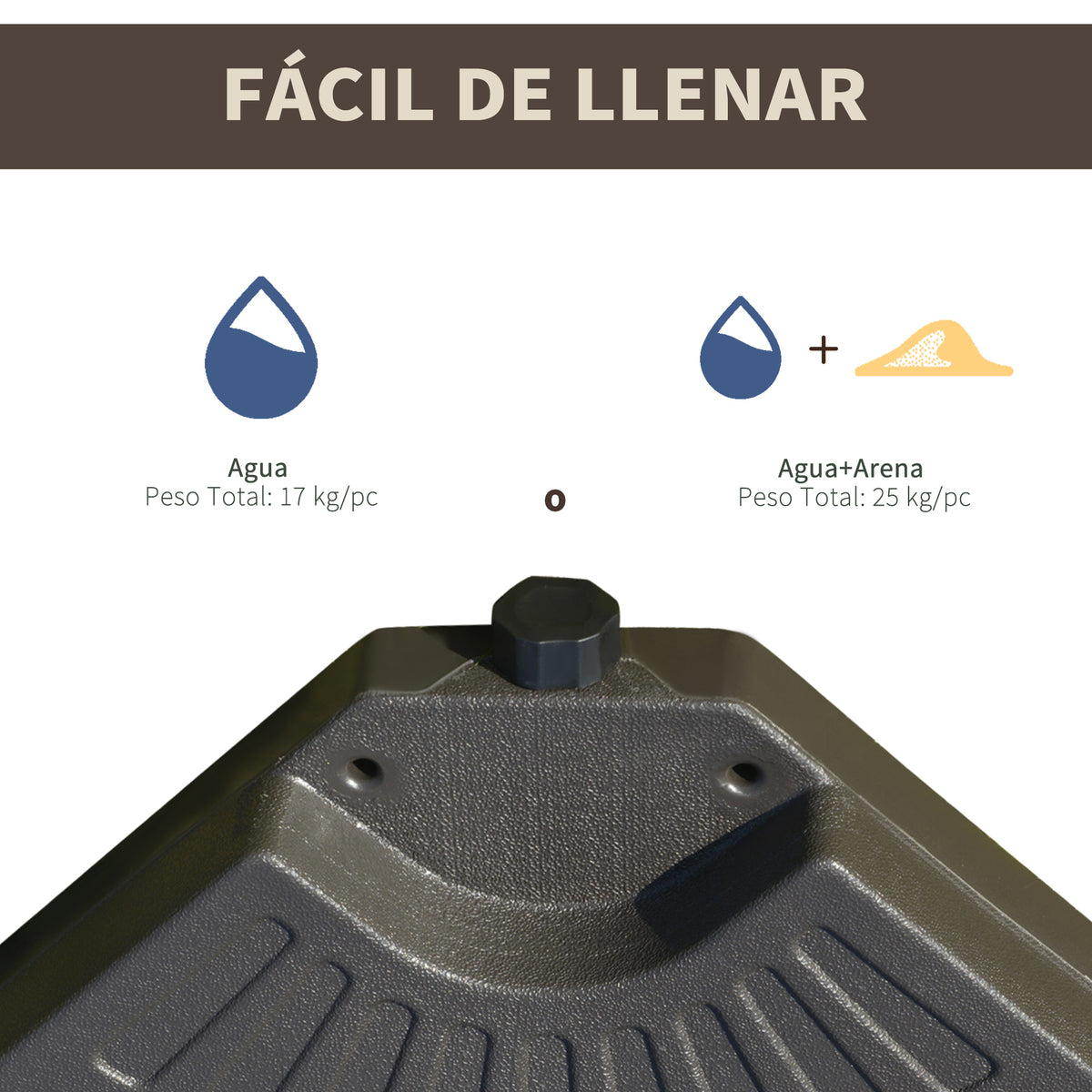 Outsunny Base Para Sombrilla 4 Partes Rellenable De Arena Y Agua Desmontable_5