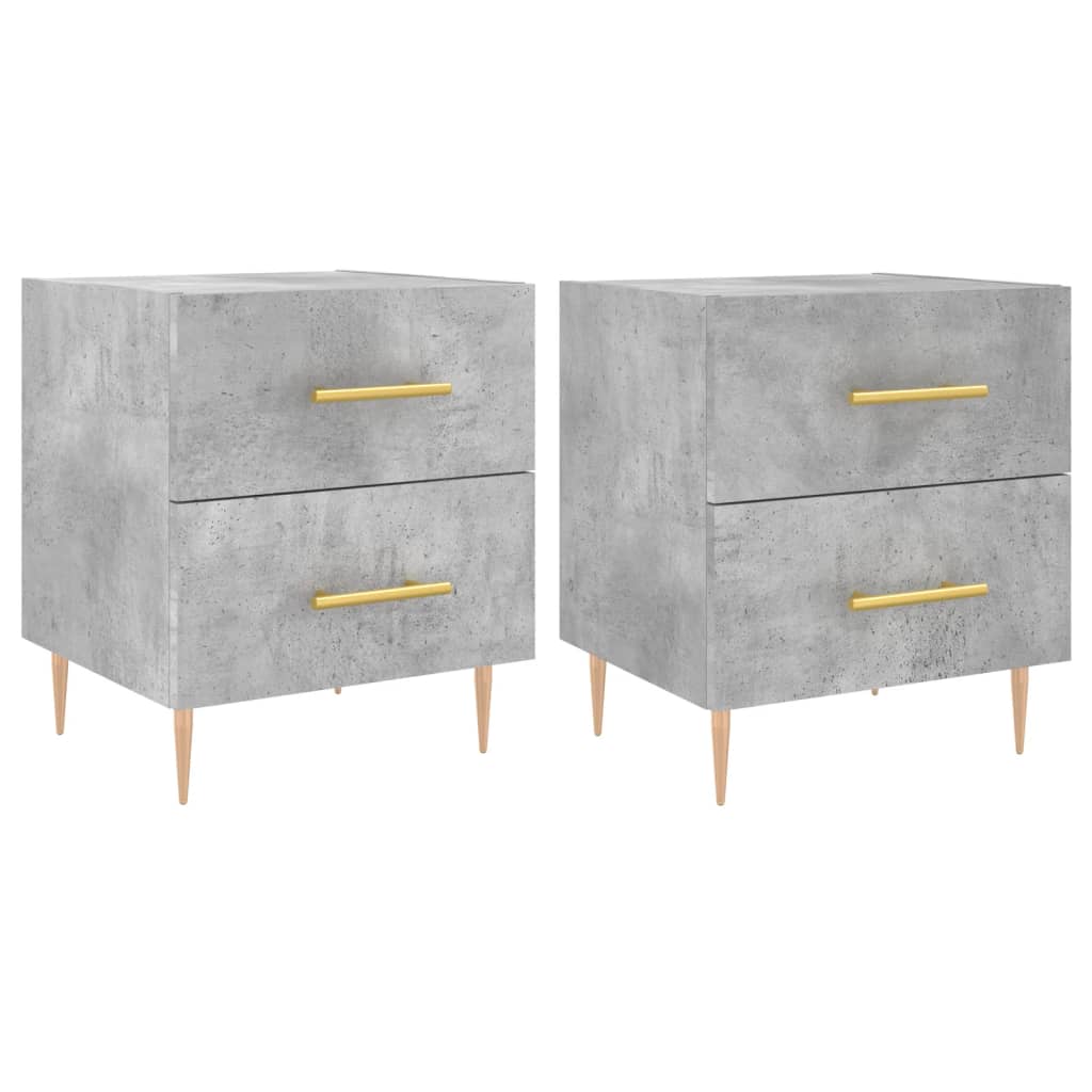 Mesita Noche 2 Uds Madera Ingeniería Gris Hormigón 40x35x47,5cm_0