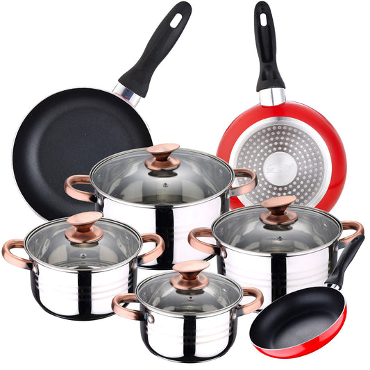 Bateria 8pc Acero Inoxidable Apta Para Inducción + 3 Sartenes 16/20/24 Cm San Ignacio_0