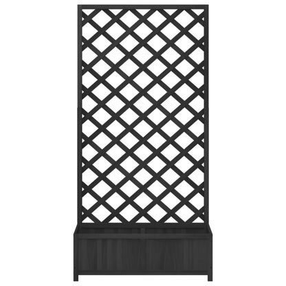 Jardinera Con Enrejado Negro 90x35x180 Cm Madera Maciza De Abeto_3