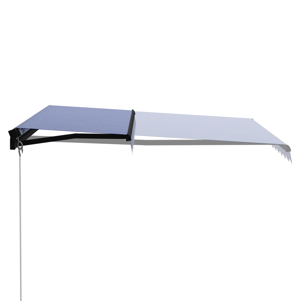 Toldo Manual Retráctil Azul Y Blanco 300x250 Cm_0