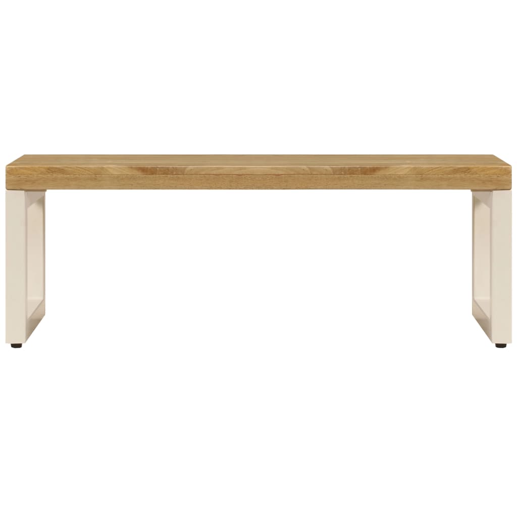 Mesa De Centro Madera Maciza De Mango Y Acero 100x50x35 Cm_1