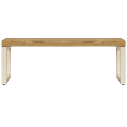 Mesa De Centro Madera Maciza De Mango Y Acero 100x50x35 Cm_1