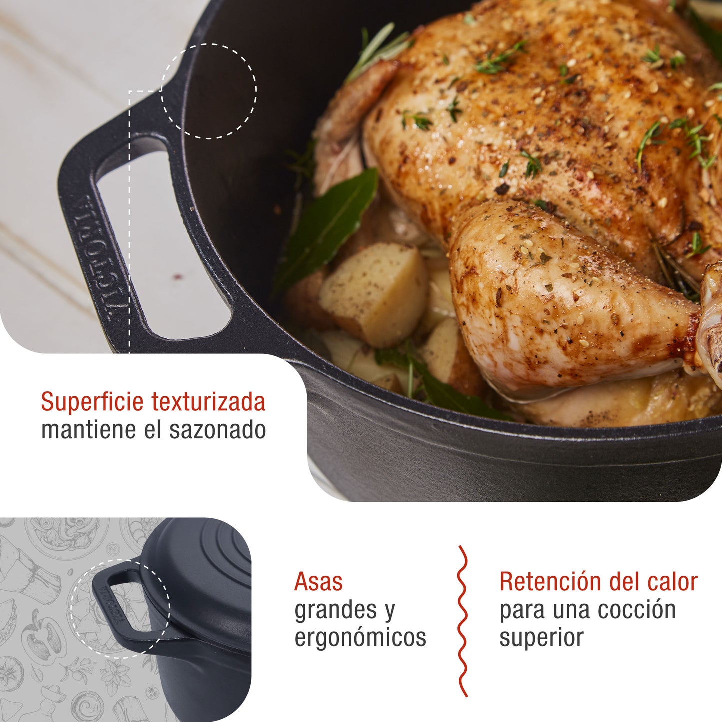 Victoria Horno Holandés Olla Inducción Hierro Fundido Esmaltado 25cm, Cocotte 3,8l, Sin Ptfe Ni Pfoa, 32296, Negro_2