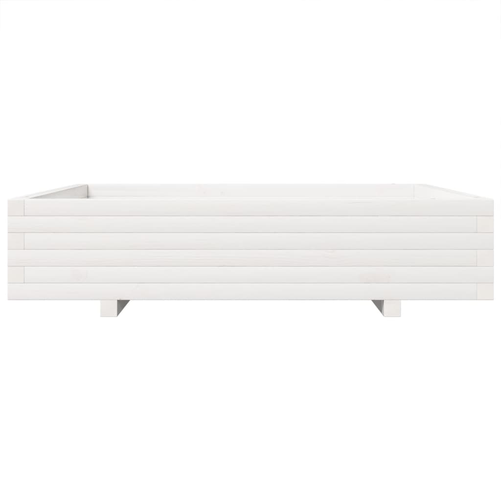 Jardinera De Madera Maciza De Pino Blanca 110x110x26,5 Cm_4