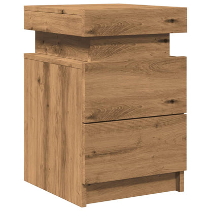 Mesitas Noche Con Led 2 Uds Madera Roble Artisian 35x39x55 Cm_4