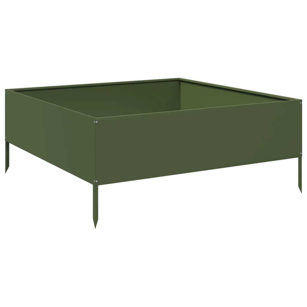 Arriate De Acero Verde Oliva 100x100x41 Cm_5