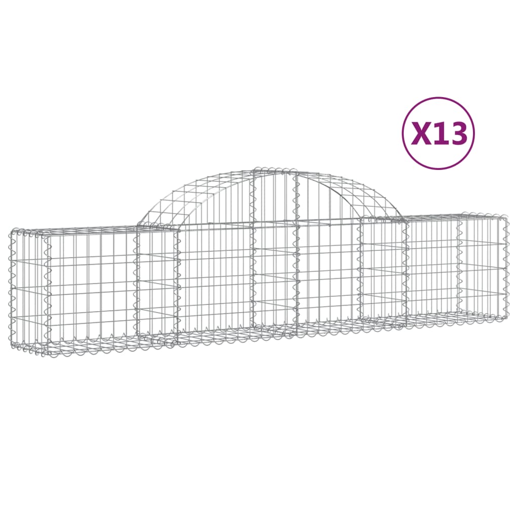 Cestas De Gaviones 13 Uds Forma De Arco Hierro 200x30x40/60 Cm_0