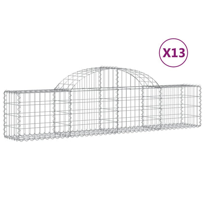 Cestas De Gaviones 13 Uds Forma De Arco Hierro 200x30x40/60 Cm_0