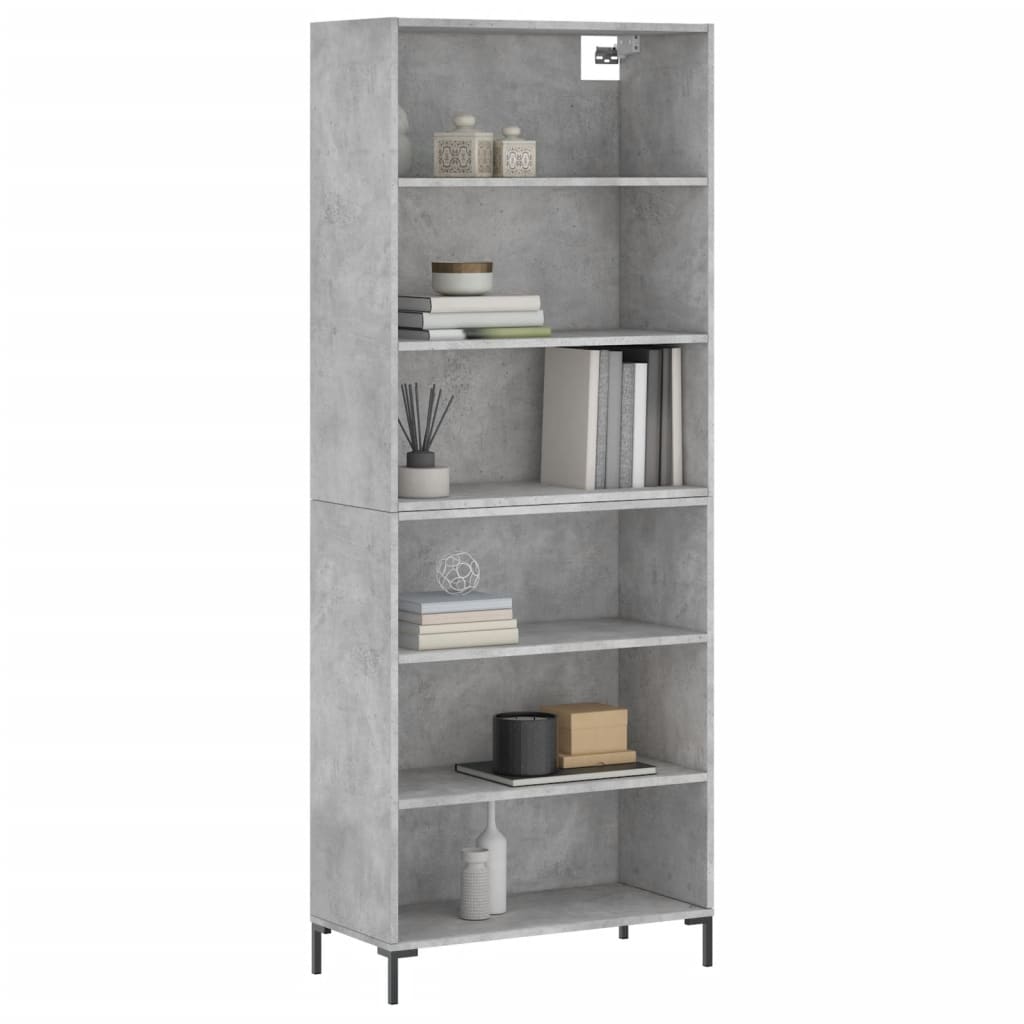 Aparador Alto Madera Ingeniería Gris Hormigón 69,5x32,5x180 Cm_2