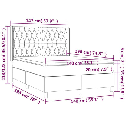 Cama Box Spring Colchón Y Luces Led Tela Azul 140x190 Cm / Vetonek_1