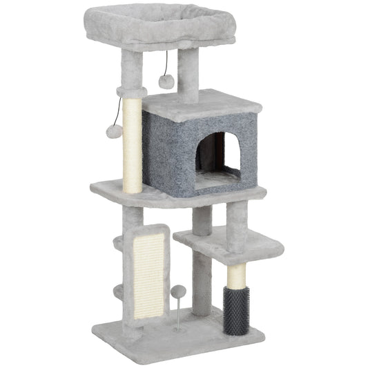 Pawhut Árbol Rascador Para Gatos Altura 104 Cm Con Almohadilla Para Rascar Gris_0
