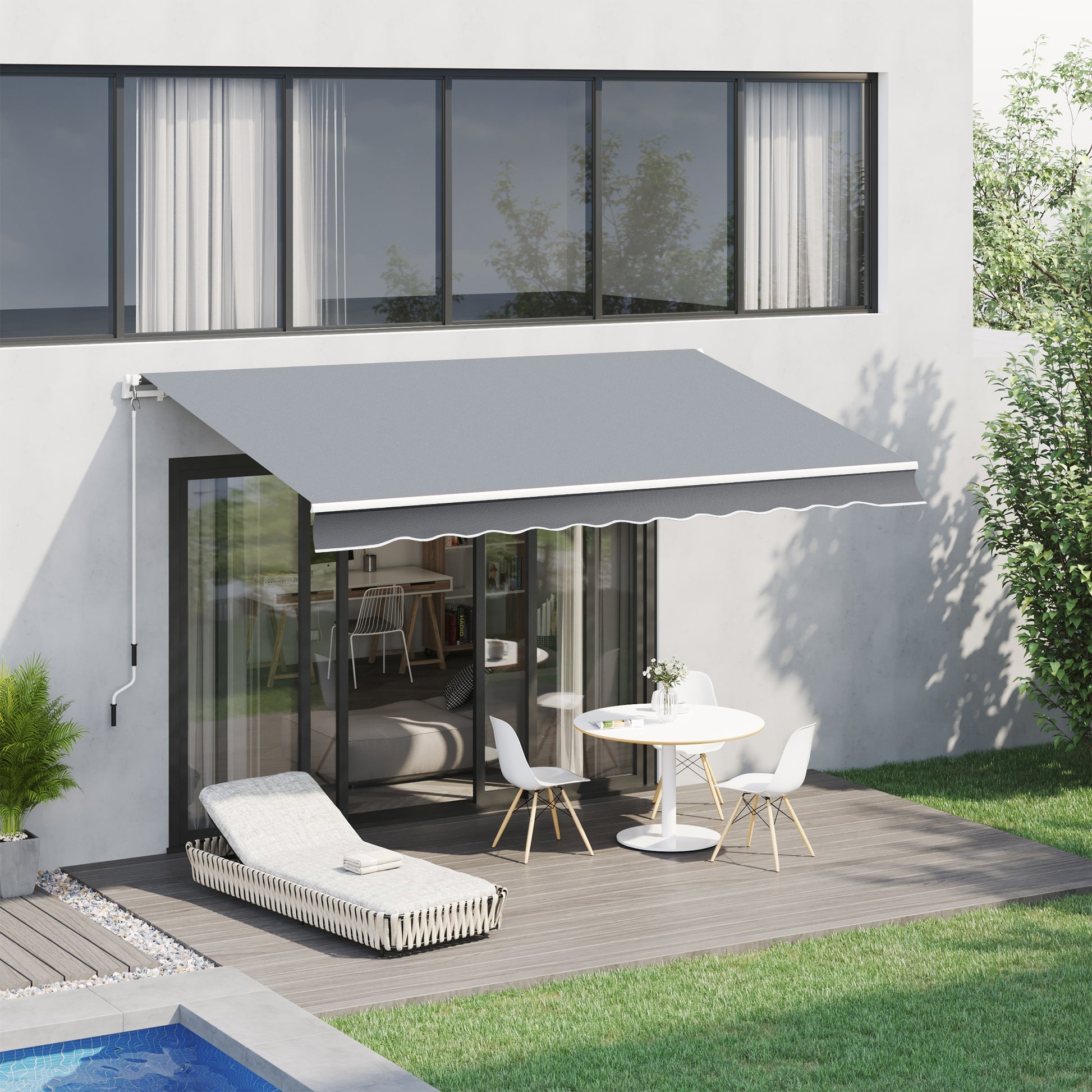 Outsunny Toldo Manual Retráctil Plegable Con Manivela Exterior 295x245 Cm Gris_1