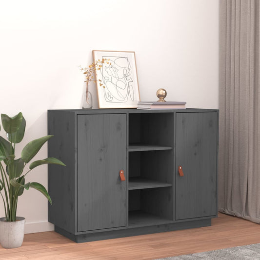 Aparador De Madera Maciza De Pino Gris 100x40x75 Cm / Vetonek_0