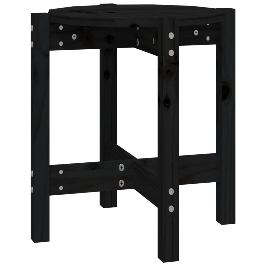 Mesa De Centro De Madera Maciza De Pino Negro Ø42,5x45 Cm_0
