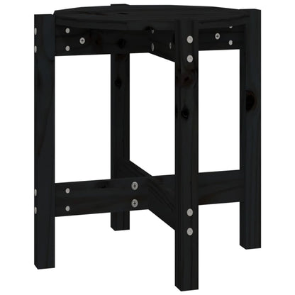 Mesa De Centro De Madera Maciza De Pino Negro Ø42,5x45 Cm_0