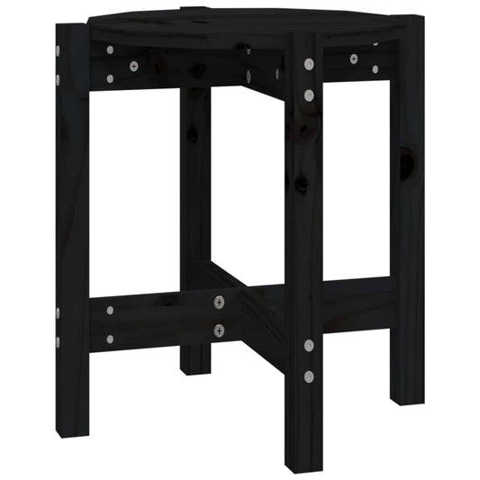 Mesa De Centro De Madera Maciza De Pino Negro Ø42,5x45 Cm_0