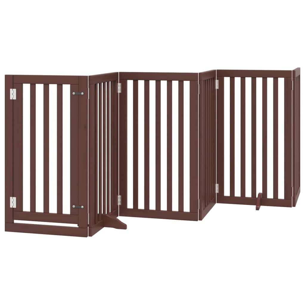 Vidaxl Puerta Para Perros Plegable 6 Paneles Madera Álamo Marrón 300cm_0