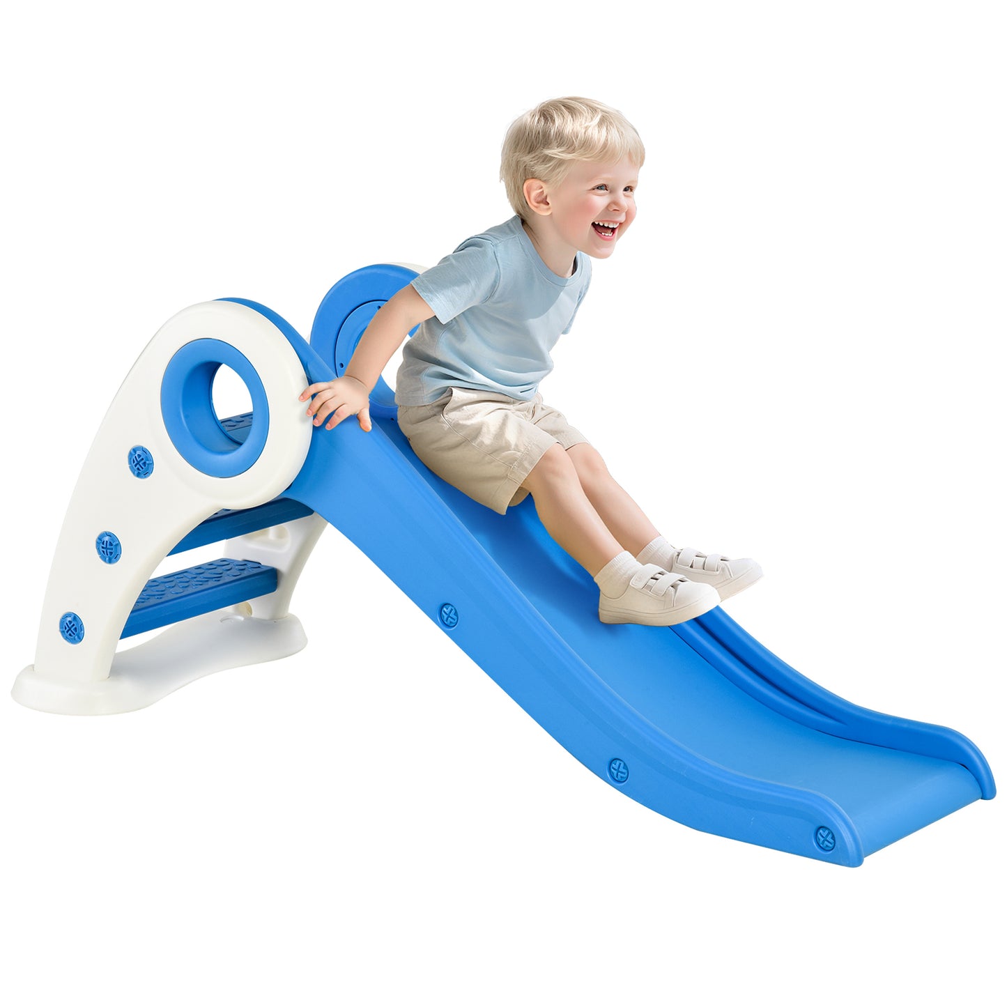 Homcom Tobogán Plegable Para Niños De 18-36 Meses Con Rampa Escalera 120x50x56cm_0