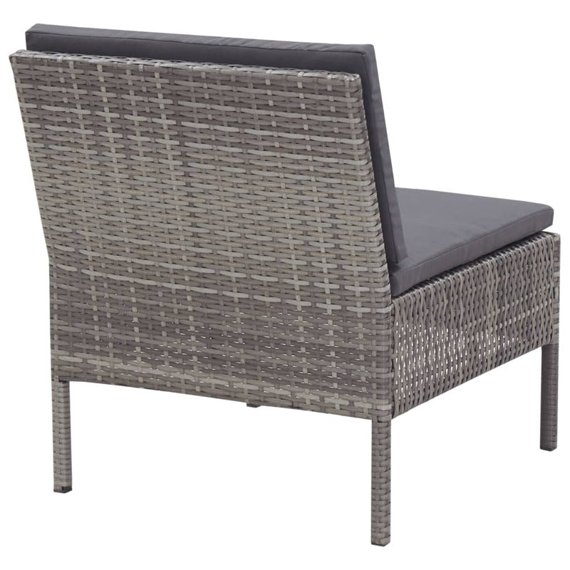 Vidaxl Set De Muebles De Jardín 3 Pzas Y Cojines Ratán Sintético Gris_5