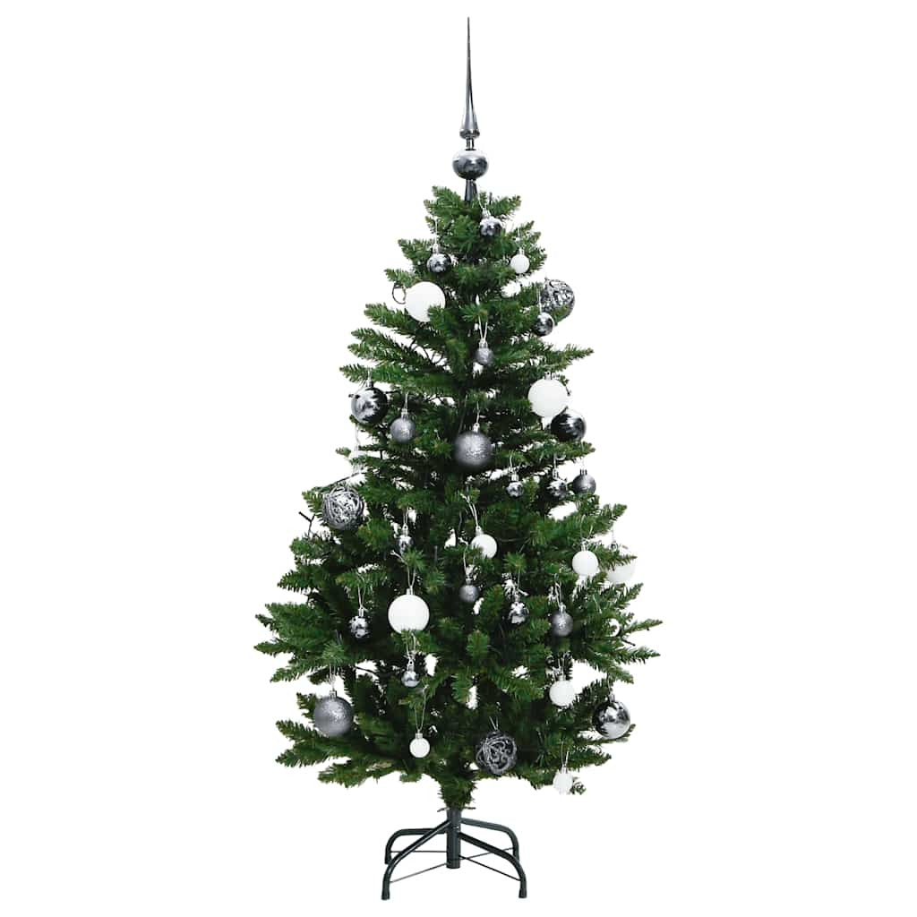 Vidaxl Árbol Navidad Artificial Con Bisagras 150 Led Y Bolas 120 Cm_3