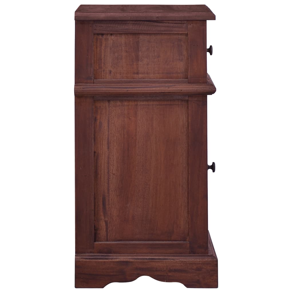 Mesita De Noche Madera Maciza De Caoba Marrón Clásico_2