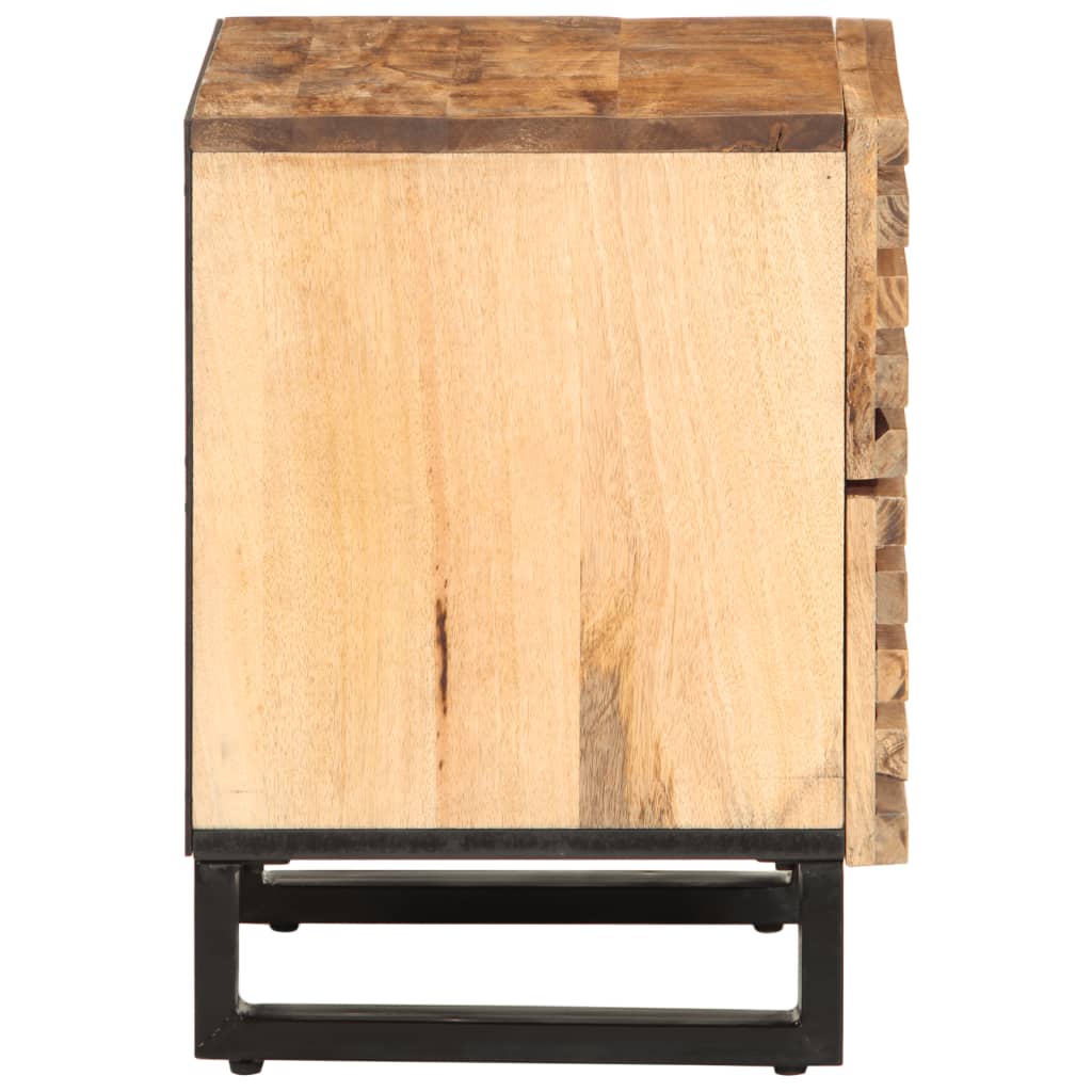 Mesitas De Noche 2 Uds Madera Maciza Mango Rugosa 40x34x46 Cm_3
