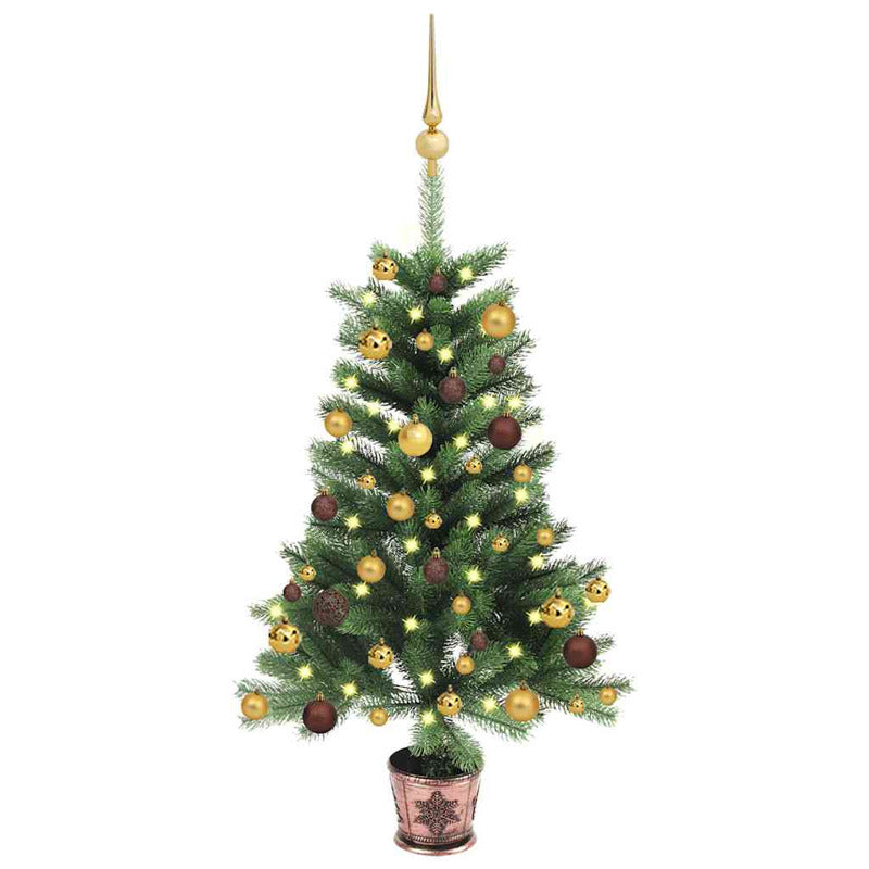 Vidaxl Árbol De Navidad Artificial Con Luces Y Bolas Verde 65 Cm_0