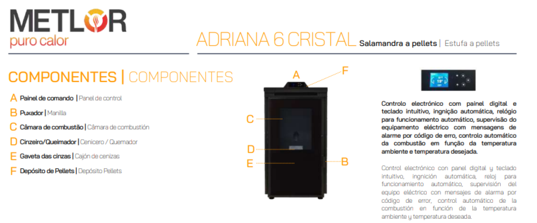 Estufa De Pellets Metlor Modelo Adriana 6 Cristal_3