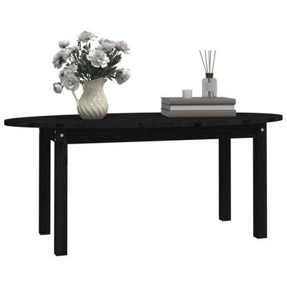 Mesa De Centro De Madera Maciza De Pino Negro 110x55x45 Cm_2