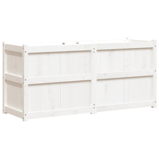 Jardinera De Madera Maciza De Pino Blanca 150x50x70 Cm_0