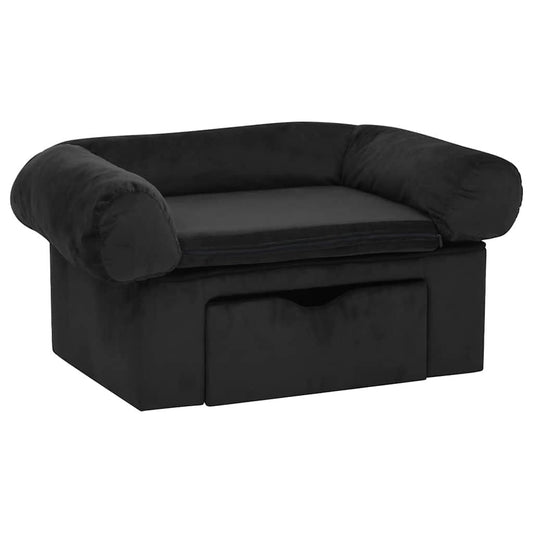 Vidaxl Sofá Para Perros Con Cajón Felpa Negro 75x50x38 Cm_0