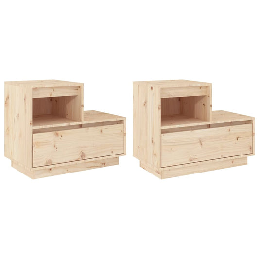 Mesitas De Noche 2 Uds Madera Maciza De Pino 60x34x51 Cm_0